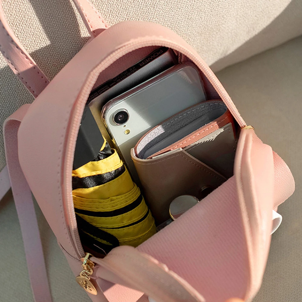 Mini Backpack Women Outdoor Travel Bowknot Faux Leather Multi-Function Small Backpack Knapsack Female Student Shoulder Bag