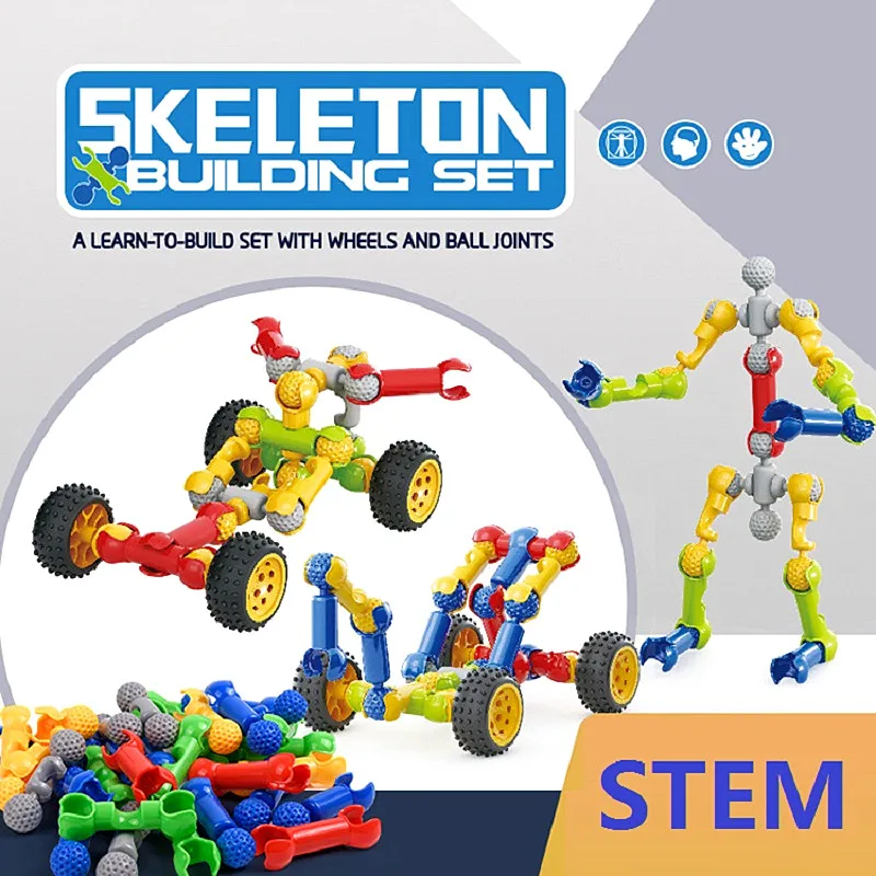

Kids Blocks Model Assembly Brick Creative Model Skeleton Blocking Set Educational Building Block Plastic Building Block Toy Gift