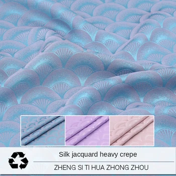 

Customized hundred fan diagram silk jacquard heavy crepe fabric silk fabric jacquard silk dress hanfu fabric