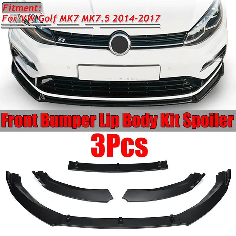 

3PCS Car Front Bumper Splitter Lip Spoiler Diffuser Guard Body Kit For Volkswagen For VW For Golf MK7 MK7.5 2014 2015 2016 2017