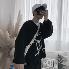 Осенний и зимний молодежный вязаный модный свитер с v-образным вырезом Мужской Свободный вязаный Повседневный свитер мужской