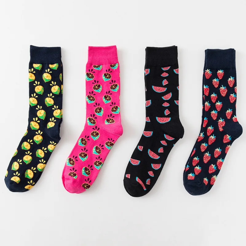 

1pair New Color Personality Banana Fruit Series Unesex Tube Cotton Socks Happy Socks Autumn Fashion Skateboard Crew 2019