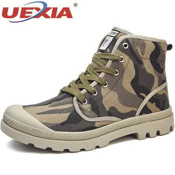

UEXIA New Unisex Men Casual Boots Ankle Military Canvas Shoes Tactical Combat Lace-Up Spring/Autumn Men shoes Zapatillas Hombre
