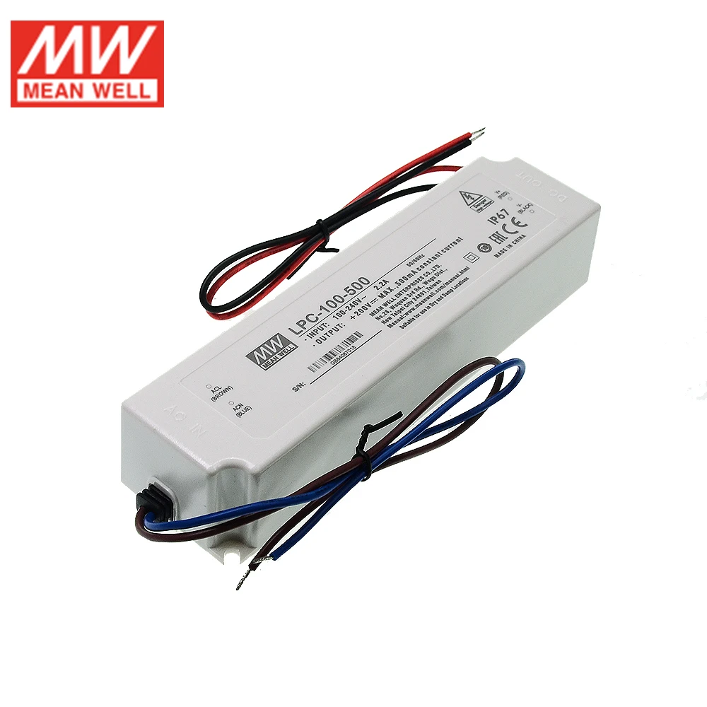 LPC-100-500 MEAN WELL Switching Power Supply 500mA 100W IP67 waterproof Meanwell LED driver 110V/220V AC Transformer | Обустройство