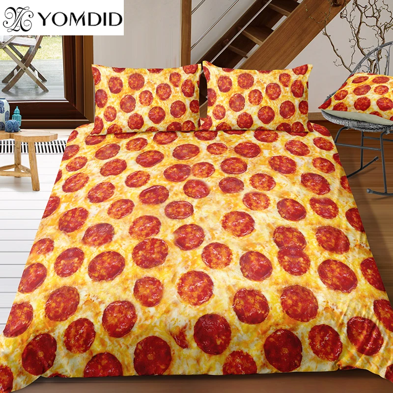 3D Printing Bedding Set Creative Delicious Pizza Pattern Duvet Cover Set Single Twin Queen King Child Bedroom Decor Home Textile