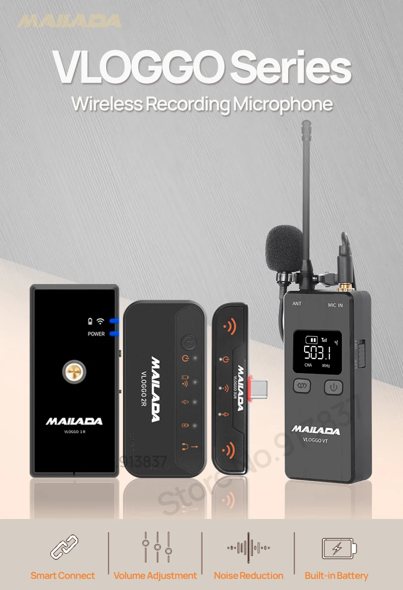Mailada VLOGGO3 UHF Беспроводной Микрофон Студийный мини-микрофон для телефона Android huawei Xiaomi samsung DJI Osmo mobile 3 PK Rode GO