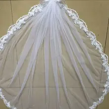 Белая свадебная фата цвета слоновой кости, аксессуары для новобрачных, вуаль, кружевная кромка с гребнем, кончик пальца