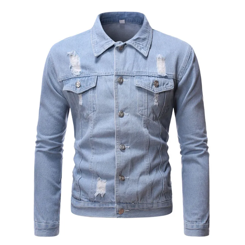 

MAGGIE'S WALKER Spring Style Handsome Korean Solid Color Slim Trend Casual Hand-worn Men's Denim Jacket