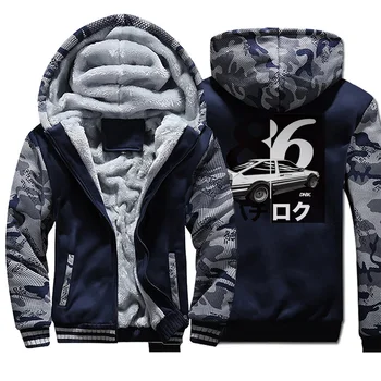 

Anime Initial D Men Print Hooded Hoodie 2019 Autumn Winter Camouflage Plus Velvet Thicken Zipper Warm male Jackets Sweatshirts