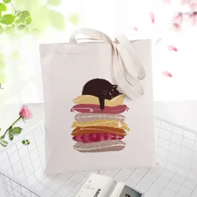 Tote Bag cat Canvas Handbag Shopping Bag Text DIY Daily Use Custom Print Logo Eco Reusable Recycle