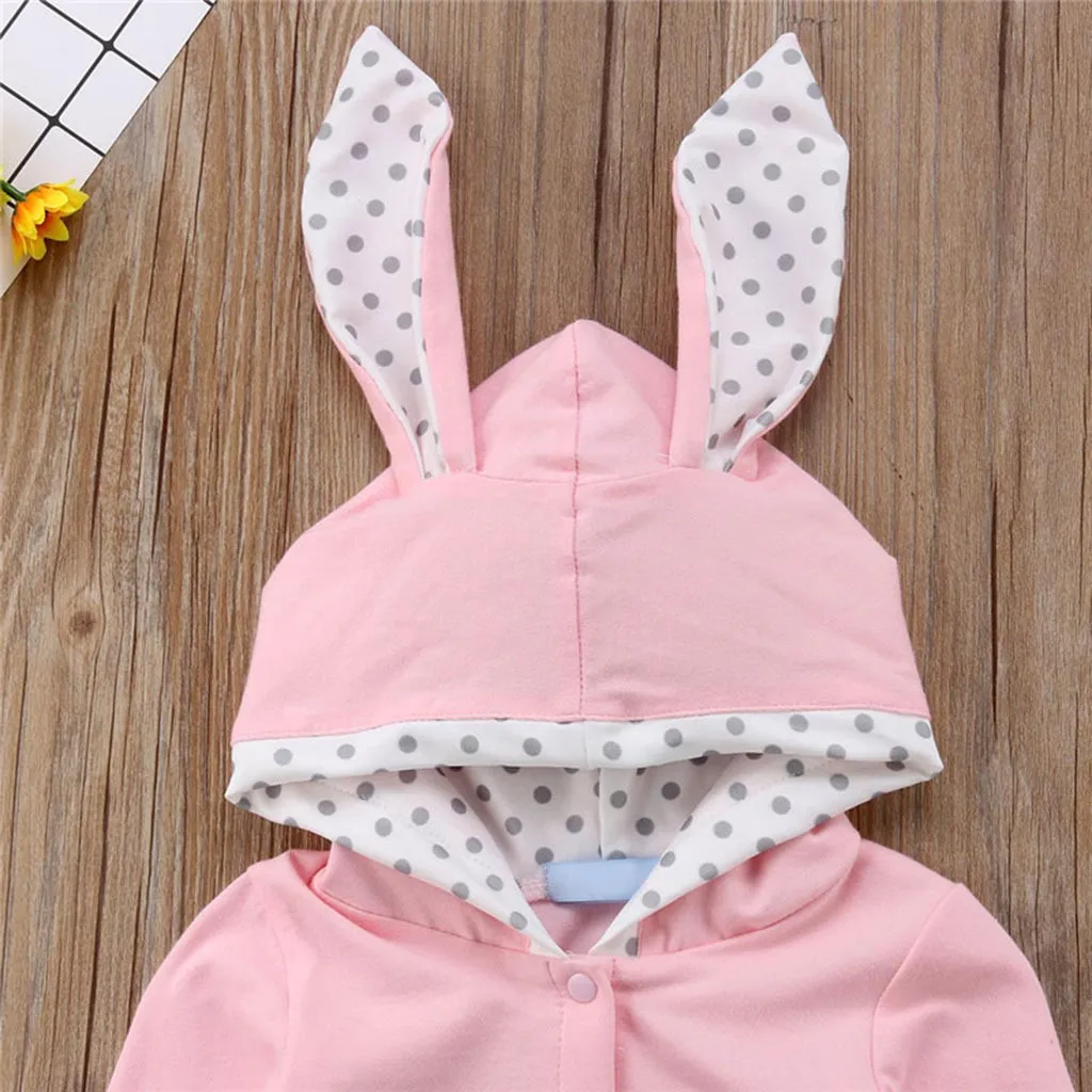 ARLONEET Todder Kid new born baby clothes Girl Boy Girls Cartoon Rabbit Ear Hooded Spring Autumn clothes Bodysuit baby costumes