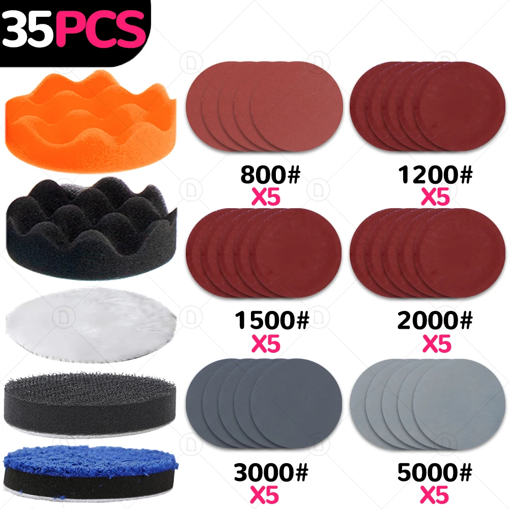 3inch 75mm Car Foam Wool Polishing Buffing Sponge Pads Kit For Waxing