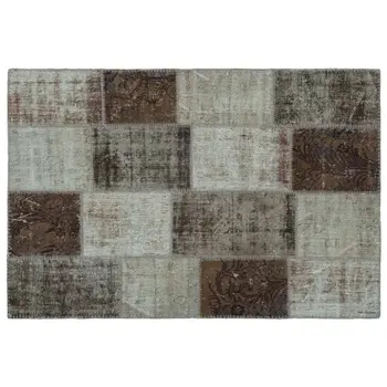 

Handmade Brown Vintage Overdyed Patchwork Area Rug 120x180 Cm-3'11''X5'11''