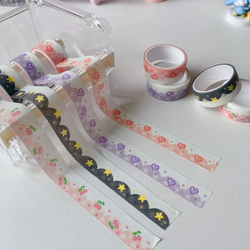 1Pc Color Pixel Love Cherry Decoration Tape Cute Colorful Washi Masking Tape Creative Scrapbooking Stationary School Supplie