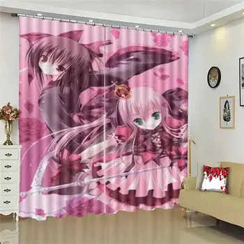 

2019 Japanese Curtains Custom 3D Silk Curtains Beautiful Girl Rideaux Pour Le Salon Cortinas Dormitorio Beautiful Decoration