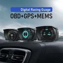 Indicador inteligente de coche para todos los vehículos, medidor de pendiente de velocidad OBD2, inclinómetro, brújula, reloj, 10 tipos de interfaces geniales