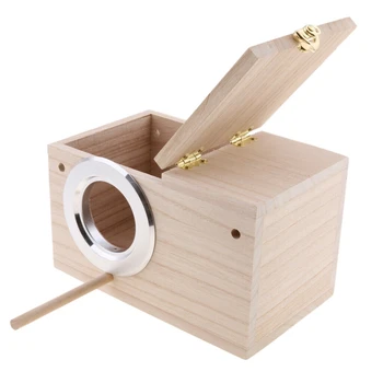 

Parakeet Wood Breeding Nest Box Bird Nesting Aviary Parakeet Breeding Box