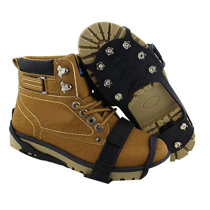 

10 Stud Anti-slip Shoe Spikes Climbing Ice Snow Crampons Spikes Gripper Cleats Shoes Cover Shoe Spikes Silica Gel High Quality