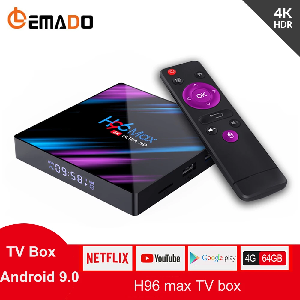 LEMADO H96 MAX tv Box Android 9 0 Rockchip RK3318 4 Гб 64 Поддержка 4K H.265 HD Netflix Youtube Smart | Электроника