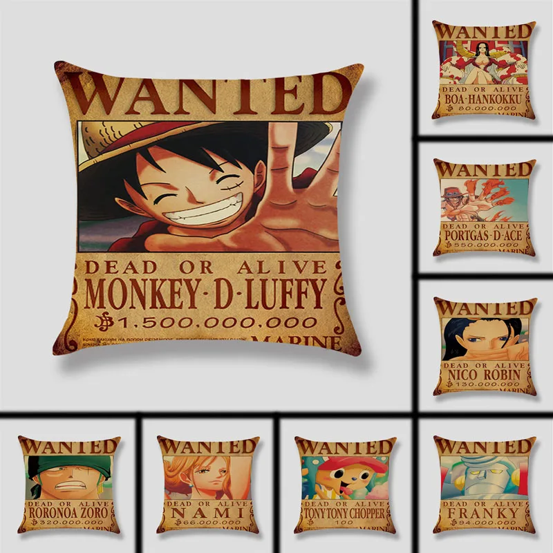 

mling 1pcs 45x45cm One Piece Reward Bounty Cushion Cover Peach Skin Sofa Cushion Waist Pillow Cover Decorative Cushion Cover