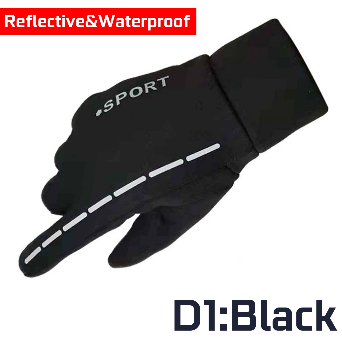 Reflective Black Зимние перчатки, пушистые теплые перчатки, водонепроницаемые, с сенсорным экраном, светоотражающие, противоскользящие, для спорта, езды на велосипеде, катания на лыжах, перчатки для мужчин и женщин - Цвет: Reflective Black