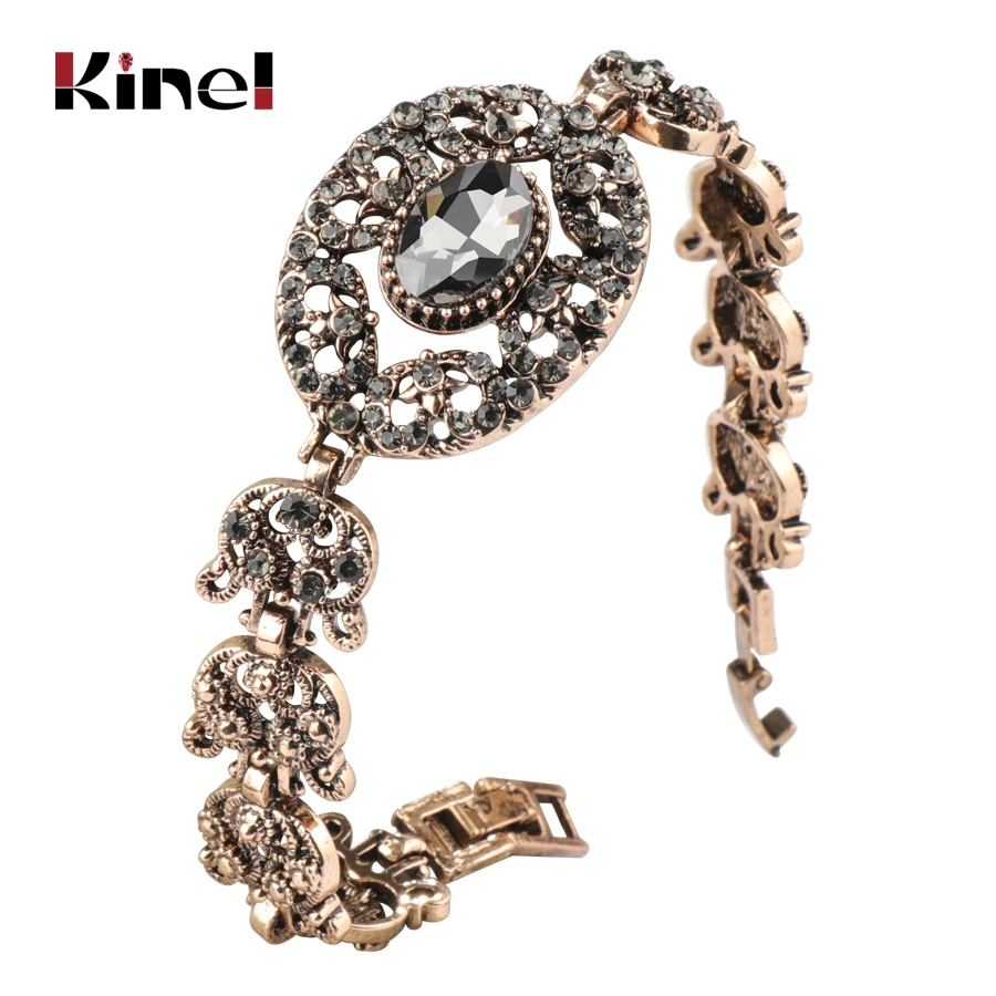 Kinel-New-Vintage-Cuff-Bracelets-For-Women-Antique-Gold-Color-Gray-Stone-Flower-Bangle-Spring-Indian
