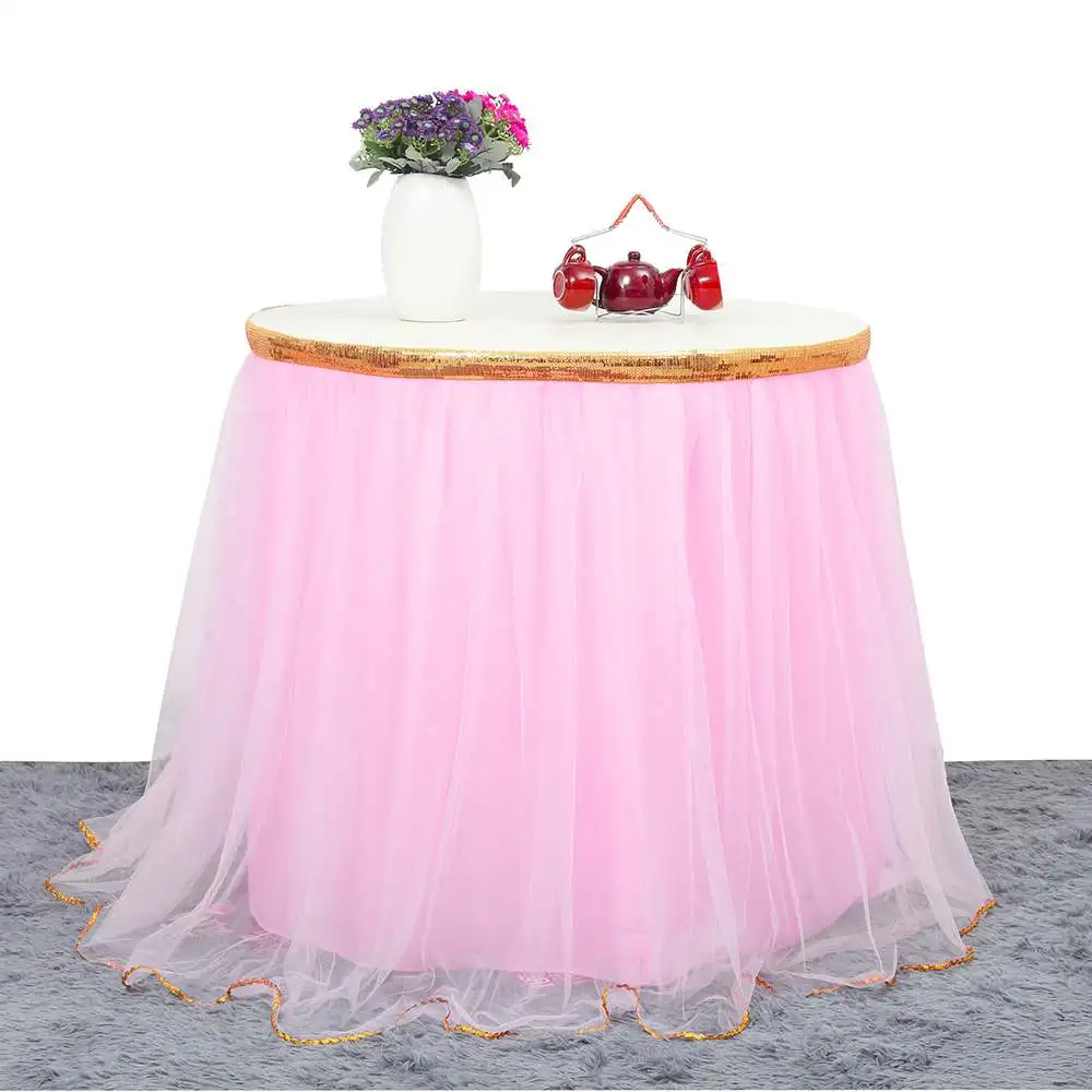 Round Pink Новое поступление, Настольная юбка, тюль, Скатерть для свадьбы, дня рождения, украшения стола, домашние текстильные скатерти, аксессуары - Цвет: Round Pink