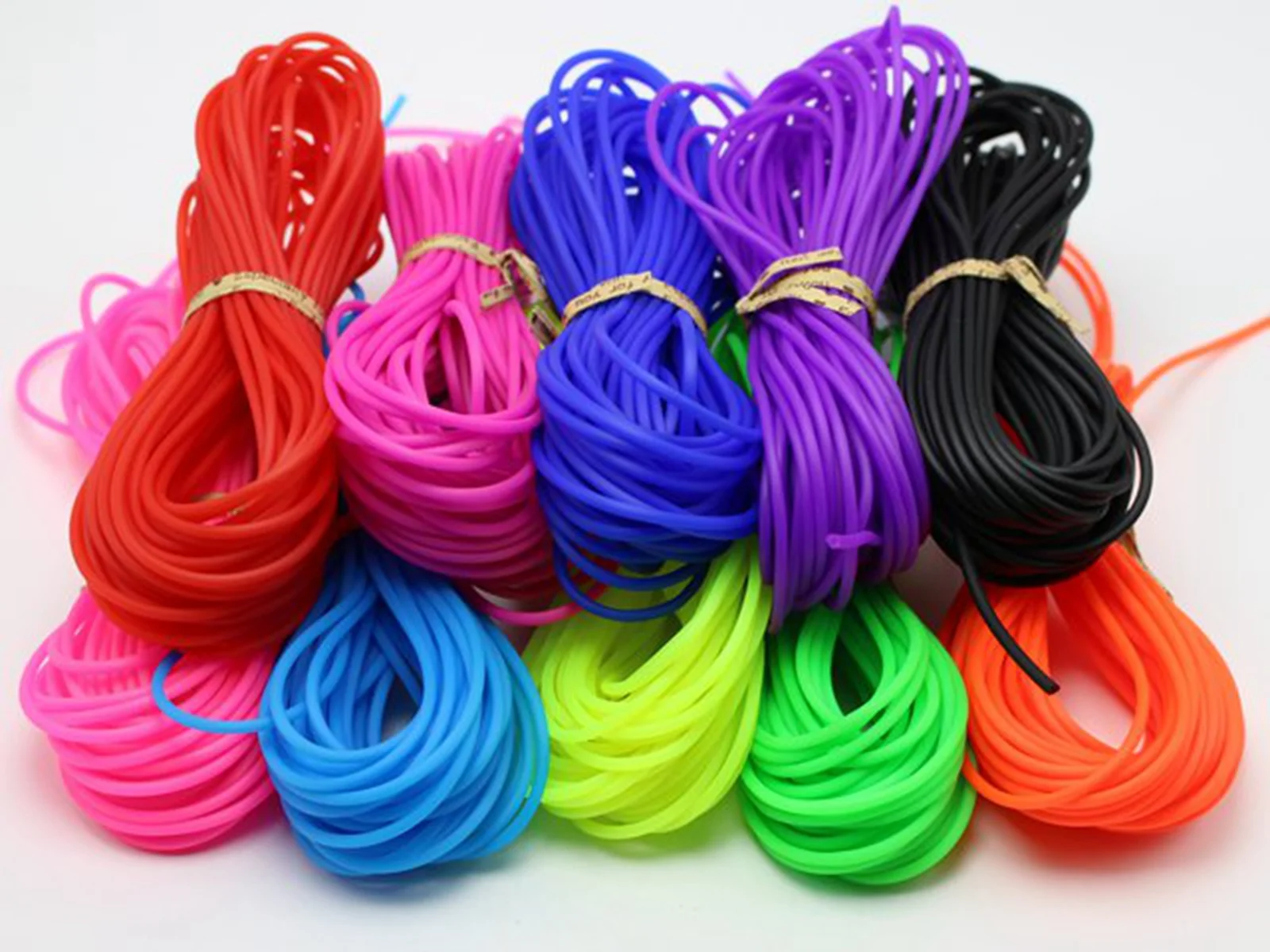 Synthetic Rubber Tube for Crafting Neon, Fluorescent 3mm or 2mm 