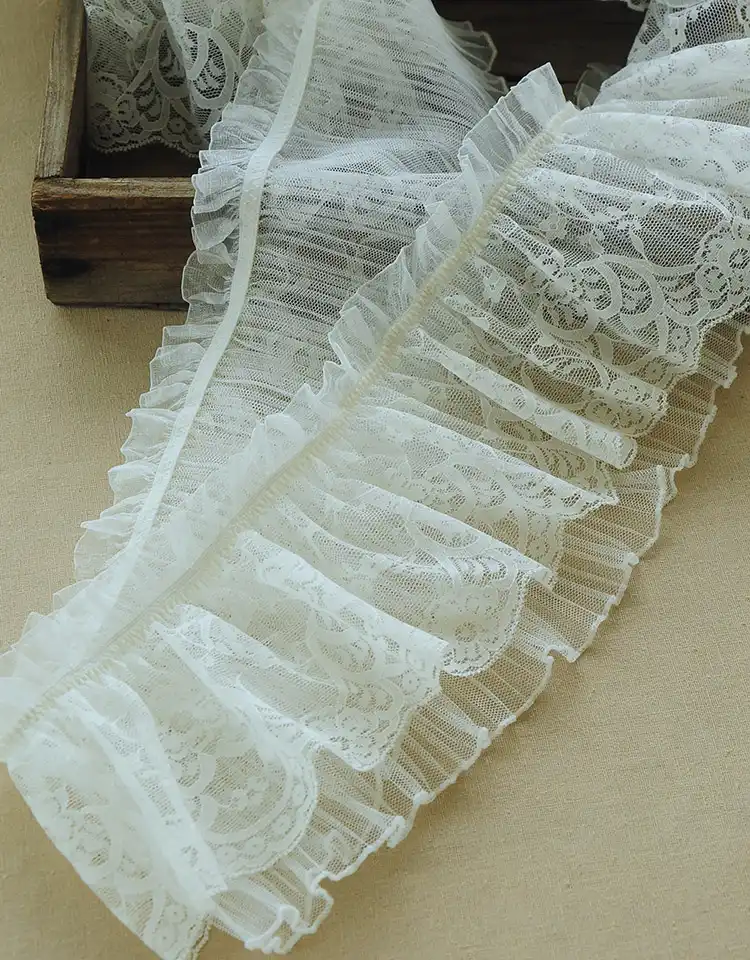 10 yard 14cm 5.51 wide ivory mesh embroidery lace trim ribbon 11827L4K606 free ship