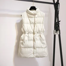 Новая мода осени и зимы г. Большой размер Ms. 50 кг-100 кг без рукавов эластичный пояс шнурок хлопок пальто жилет