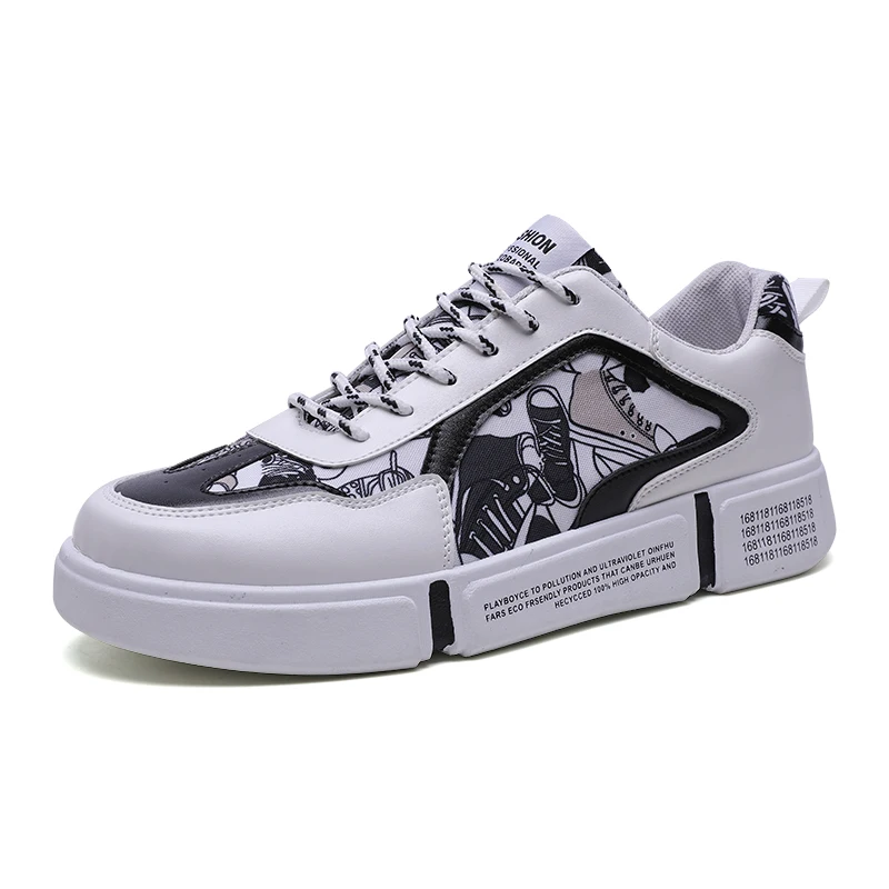 White Black Tenis Hombre Горячие кроссовки мужские теннисные туфли фитнес, спорт кроссовки Masculino кроссовки плоские спортивный скейтборд обувь дешево - Цвет: White Black