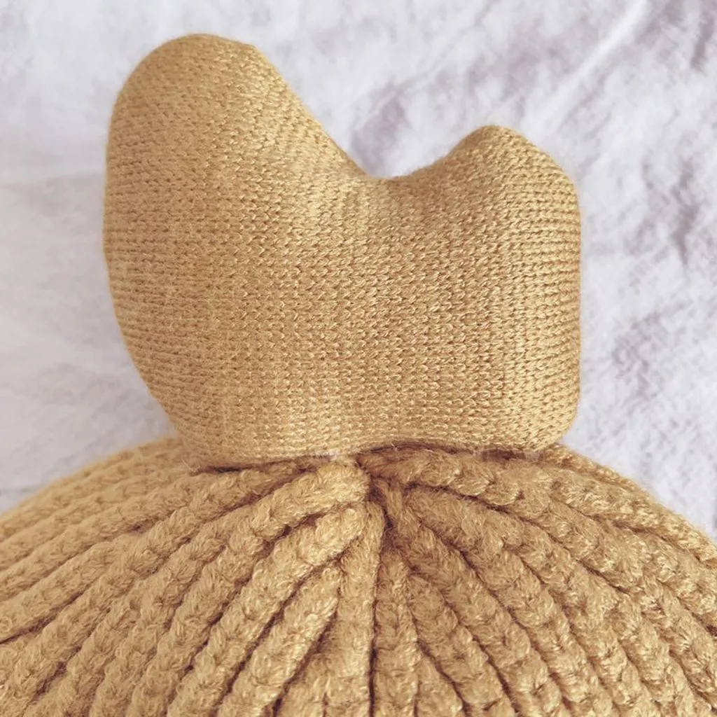 Зимняя теплая шапка для новорожденных мальчиков и девочек; вязаная шапка-ушанка; ;#4