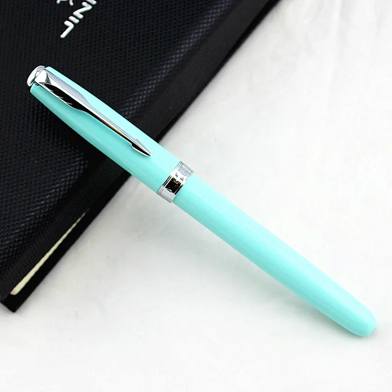 Jinhao 75 перьевая ручка Роскошные чернильные ручки высокого качества металлические серебристые ручки с зажимом офисный подарок Iraurita Подарочная авторучка коробка - Цвет: ONE PEN