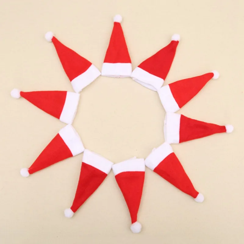 

Santa Hat Christmas Silverware Holder Pockets Knife Spoon Fork Bag Wine Bottle Cap Topper Candy Cover Party Decorations