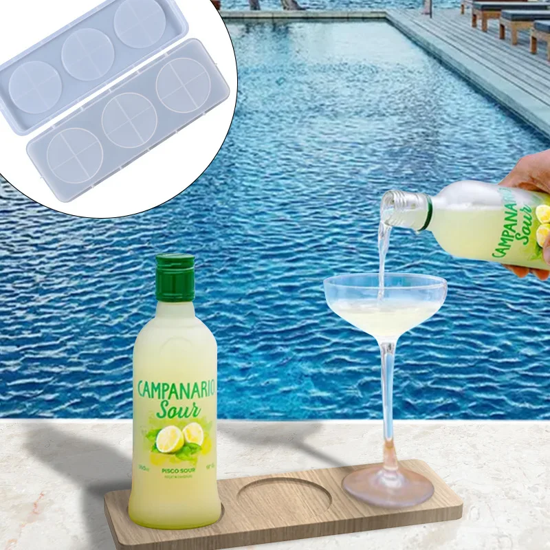 

DIY Crystal Silicone Mold Three-cell Wine Bottle Cup Tray Mold Long Cup Pad Silicone Mold For Resin