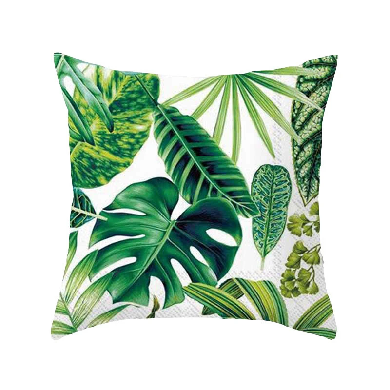 Летний чехол для подушки с изображением фламинго, листьев растений, 45*45 см, наволочка из полиэстера, наволочка для подушки, декоративная наволочка для дома с рисунком на одну сторону