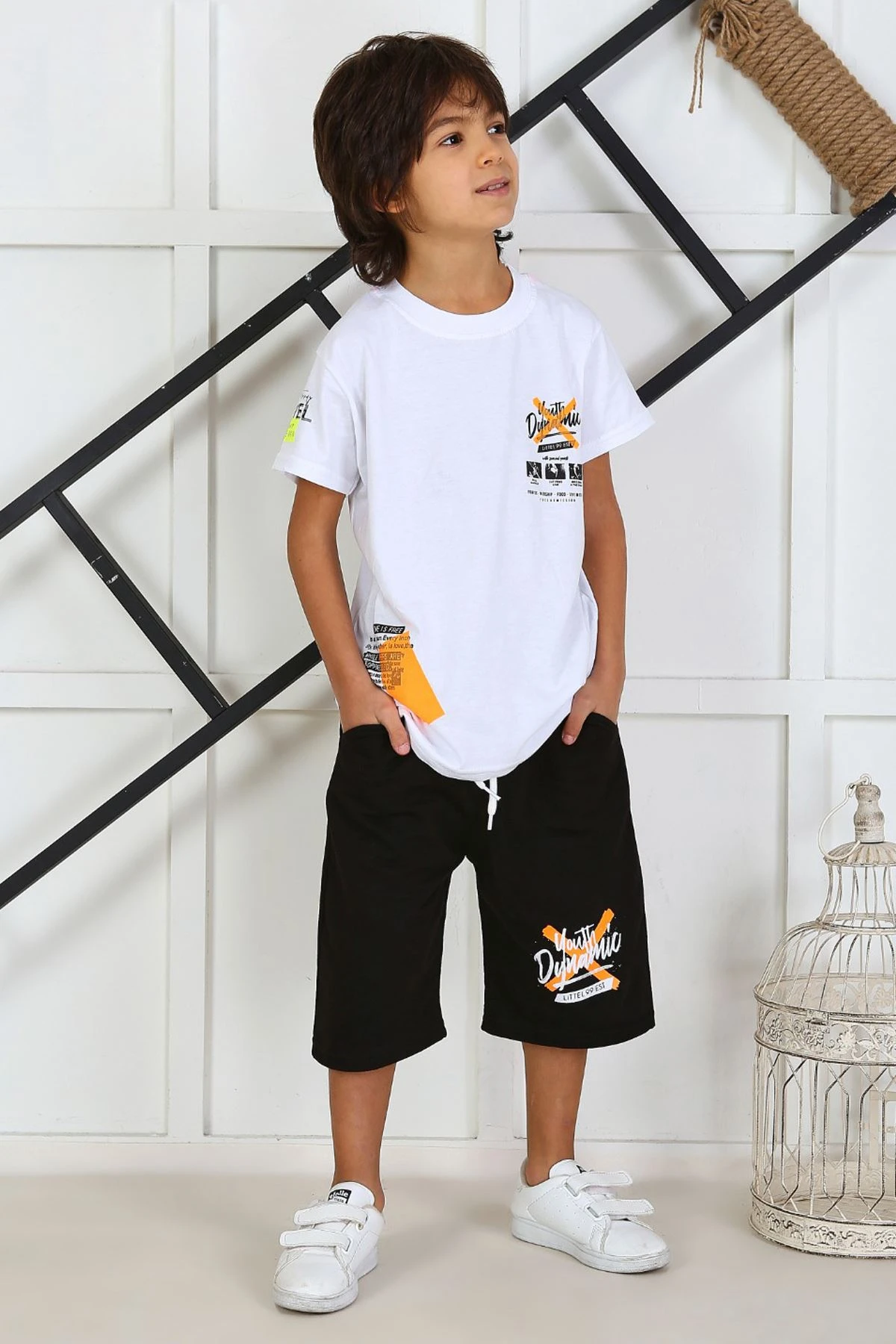 Conjunto de 2 piezas de Capri para niño y niño, informal de algodón para vacaciones, color blanco, Verano|set de ropa| - AliExpress