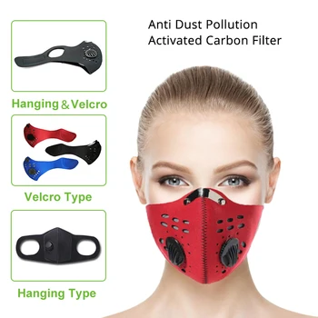 

PM2.5 Double Air Valve cycling face masks Activated Carbon Filter Reusable Masks Anti-fog Anti-fog Windproof Prevent Flu Masks