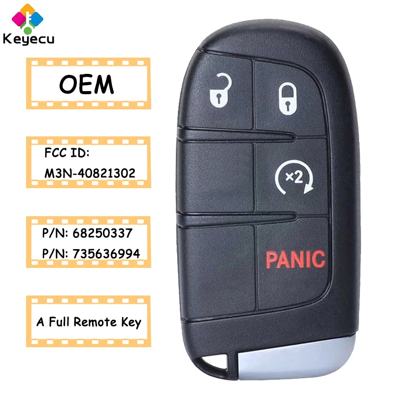 KEYECU OEM Smart Prox дистанционный ключ с 4 кнопками 433 МГц-FOB для Jeep Renegade 2015 2016 2017 2018 2019 2020 |
