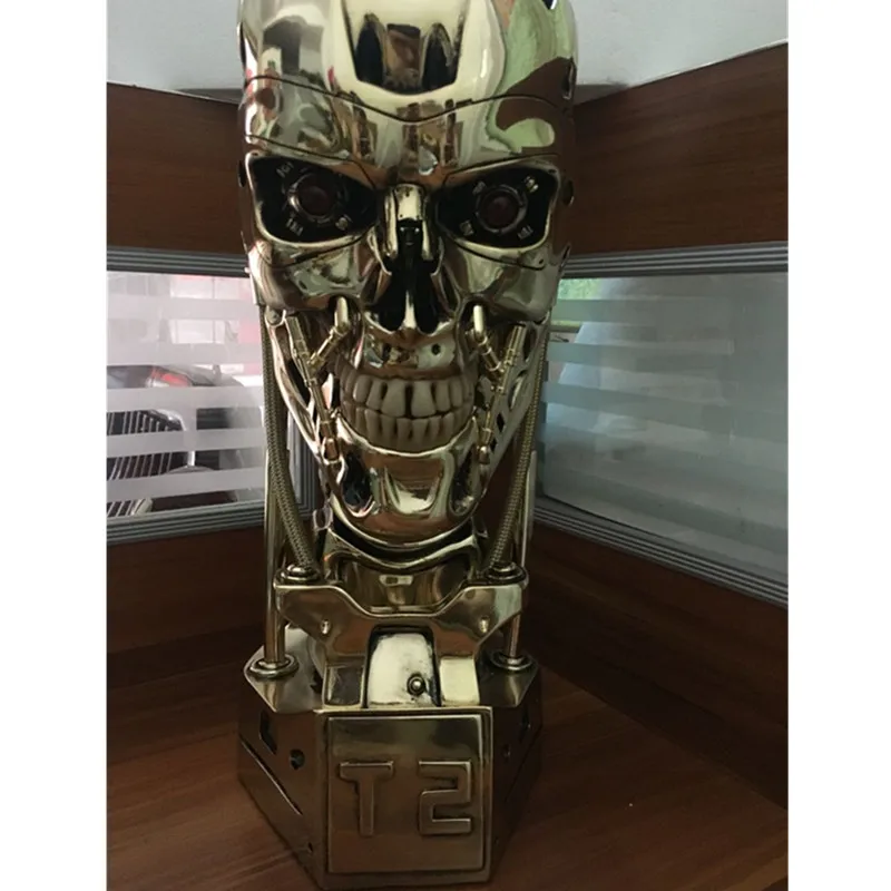 Золотой Терминатор T2 T800 Череп головные портреты смолы бюст статуя золото Ver фигурка коллекция игрушек X4135 - Цвет: Золотой