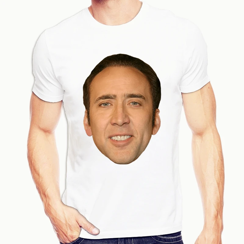 white Летняя забавная футболка Nicolas Cage In A Banana, Мужская хипстерская футболка, топы с коротким рукавом, мужская белая креативная футболка - Цвет: white