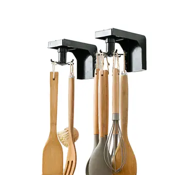 

Retractable Rotating Hook Free Punching Kitchen Wall Rack Kitchenware Storage Finishing Rack