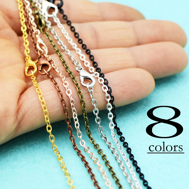 100 Pieces 18 24 30 Inch Antique Copper Chain Necklace Silver Plated Bronze  Black Cable Chain