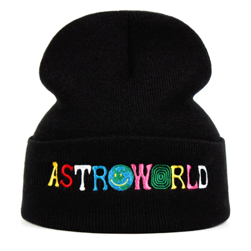 Зимняя вязаная шапка мужская Astroworld WISH YOU WAS HERE шерстяная с вышивкой пуловер в