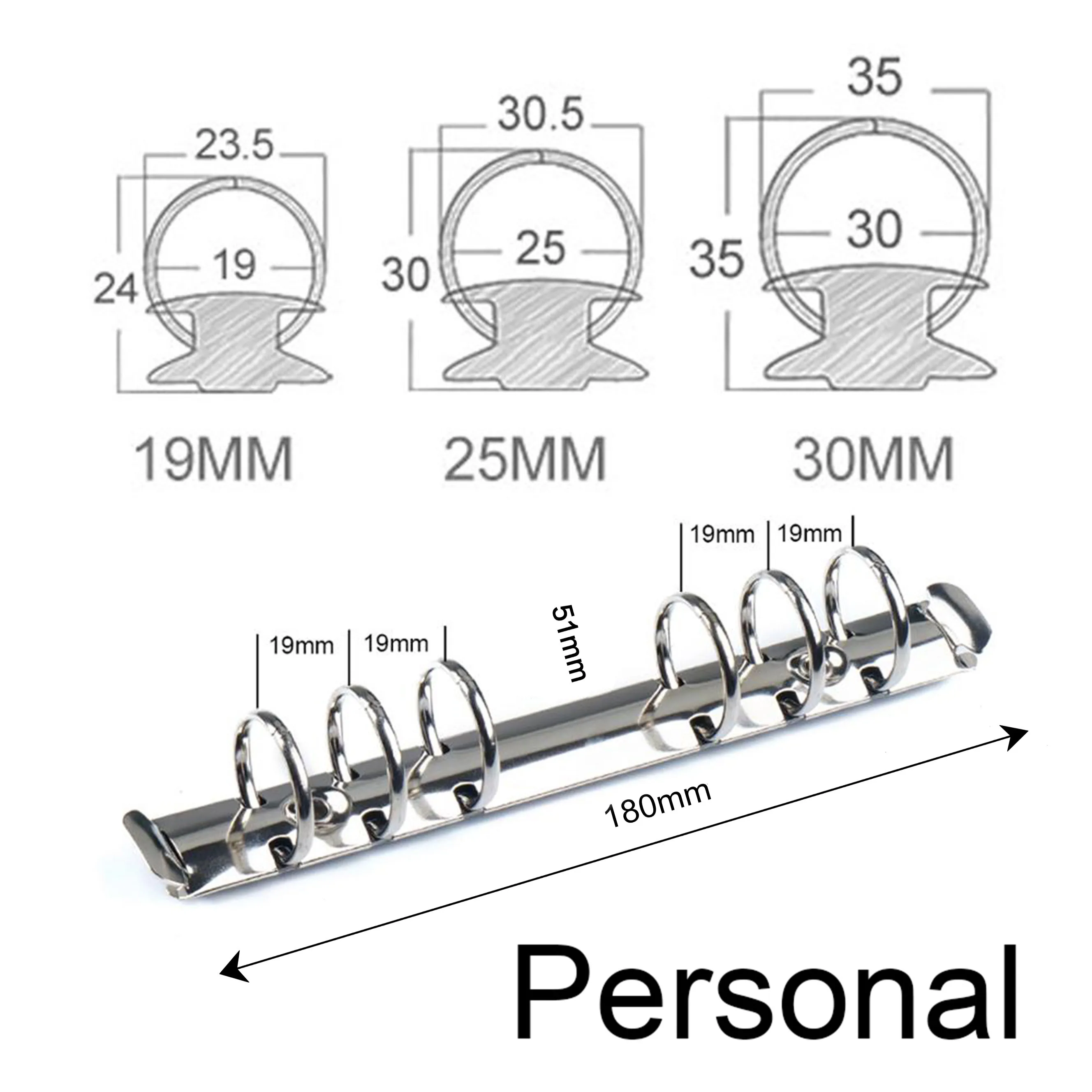 Carpeta de anillos en espiral de Metal, tamaño Personal, Clip con 2 pares de tornillo para diario, cuaderno, carpeta estilo Agenda, carpeta de archivos