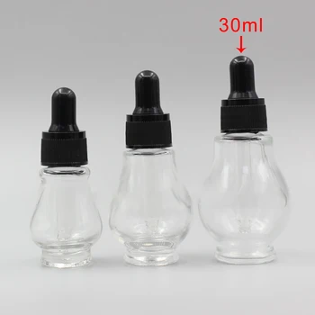 

30ml Clear Essential Oil Glass Bottle with Black Or White Dropper,Empty Single Gourd Shape Container 30ml