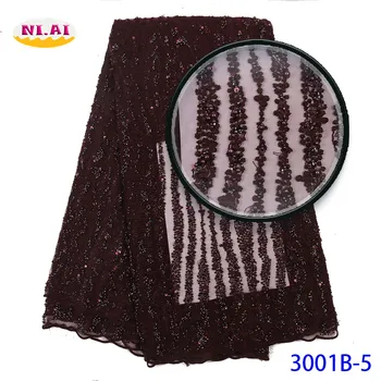 

African Handmade Beaded Lace Fabric, Wedding Lace Dresses Fabric, Lxury Lace Fabric Newest Heavy Fabric Mr3001b