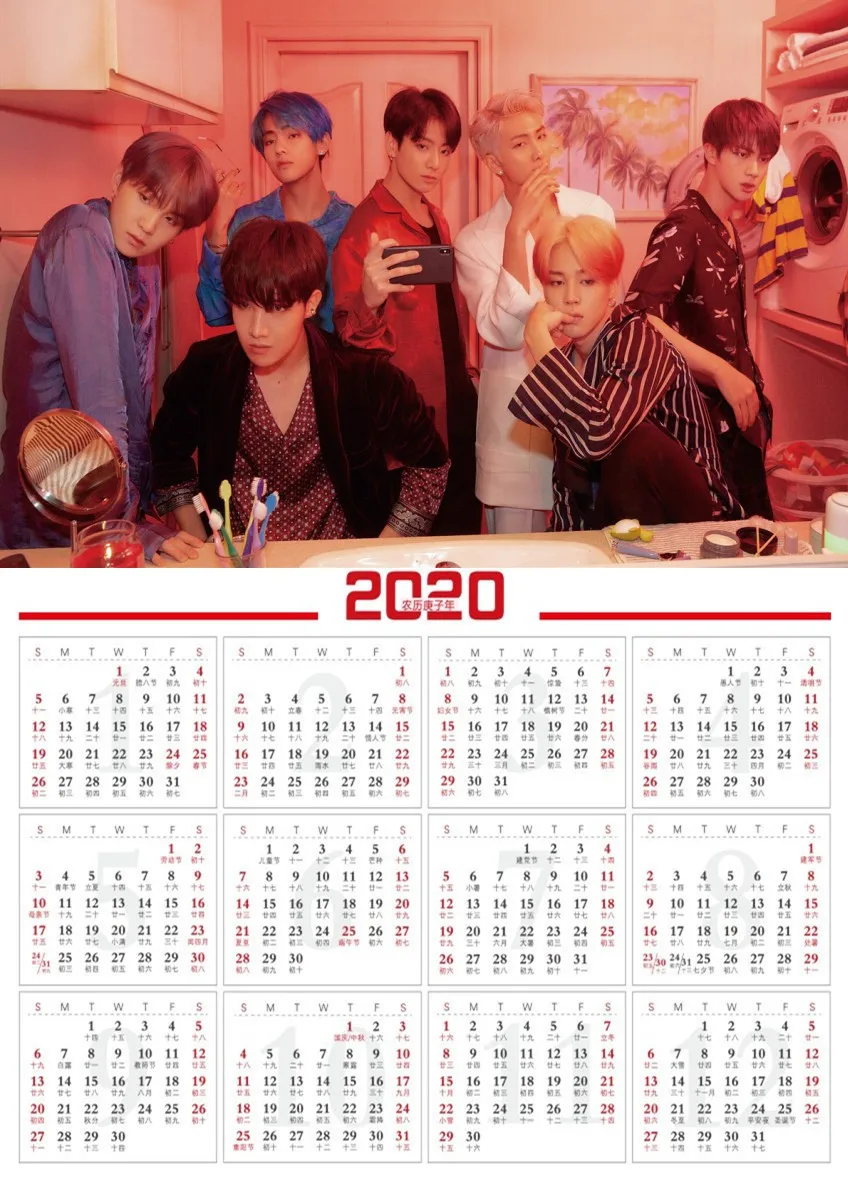 Южнокорейские группы K-POP любят себя карта душа Persona календарь плакат четкое изображение домашнее искусство