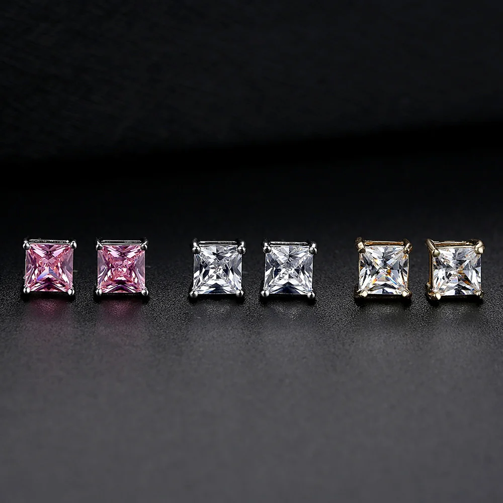 Новые квадратные блестящие циркониевые серьги-гвоздики с кристаллами букле D'oreille Femme маленькие серьги для женщин оптом