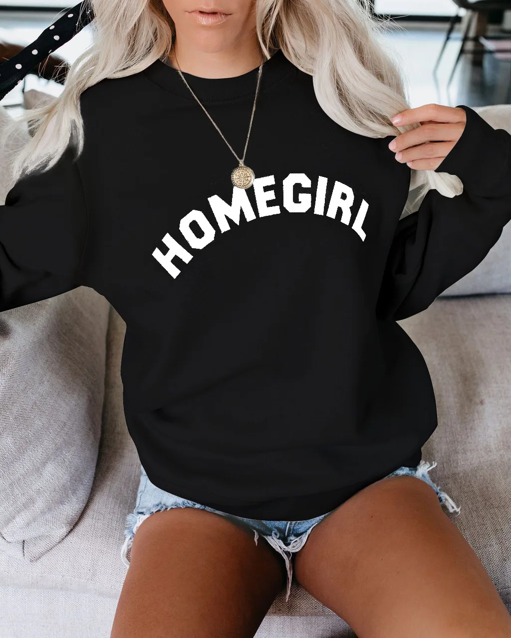 Homegirl печатные дизайн распродажа толстовки свитшоты Женские повседневные Kawaii Harajuku свитшоты для девочек европейские Топы корейские - Цвет: Черный